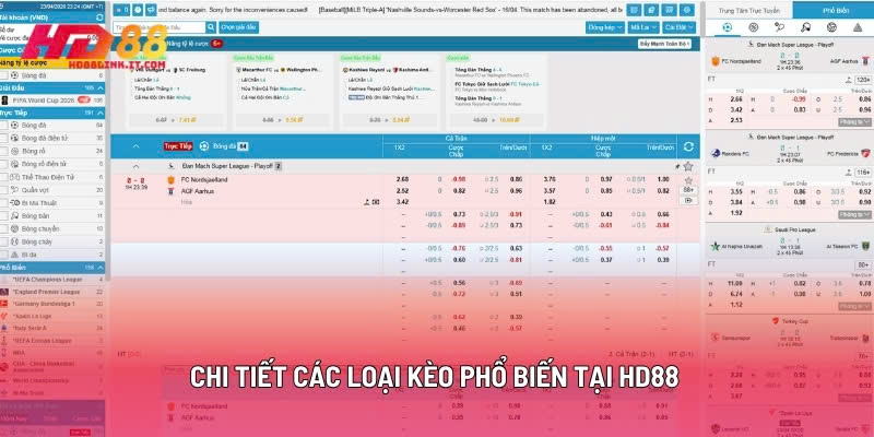 Chi Tiết Các Loại Kèo Phổ Biến Tại HD88